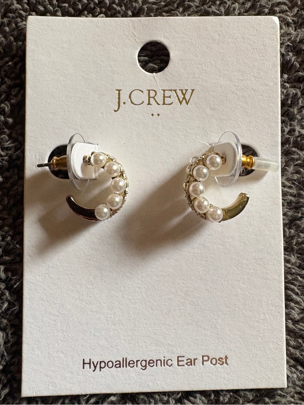 J. Crew Gold Crescent Pearl-Embellished Stud Earrings